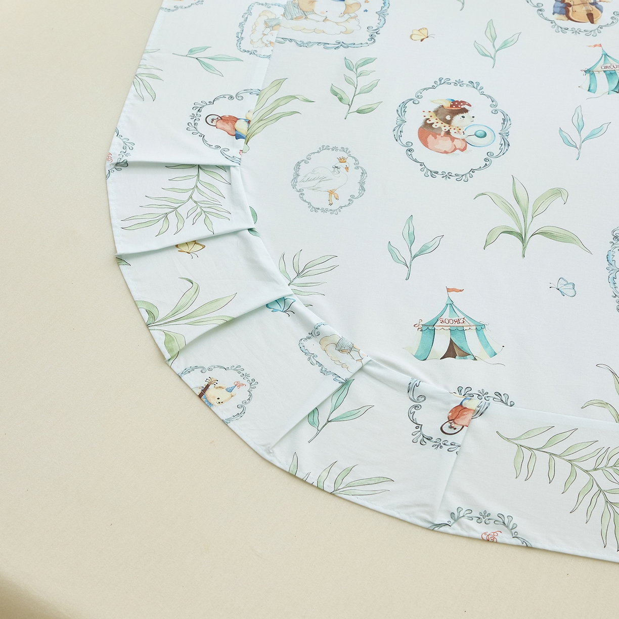 91家纺网 家纺一手货源 找家纺 元元家居（元元被业） 2026新款全棉13372套件及单品【印花款】-单床单 乐园绿