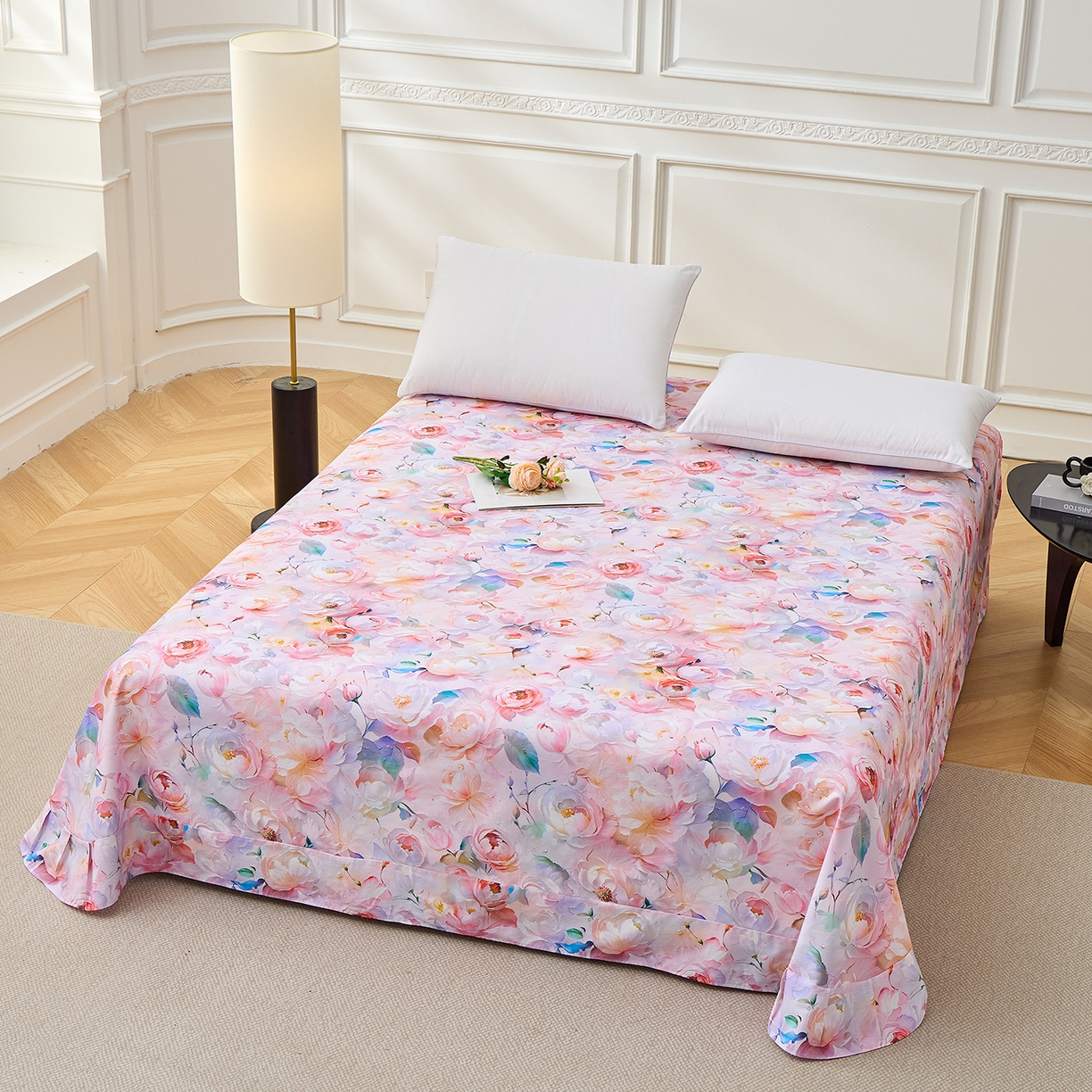 91家纺网 家纺一手货源 找家纺 元元家居（元元被业） 2026新款全棉13372套件及单品【印花款】-单床单 凝珠