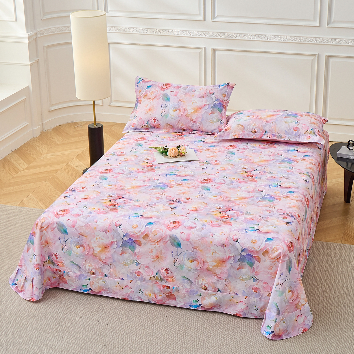 91家纺网 家纺一手货源 找家纺 元元家居（元元被业） 2026新款全棉13372套件及单品【印花款】-单床单 凝珠