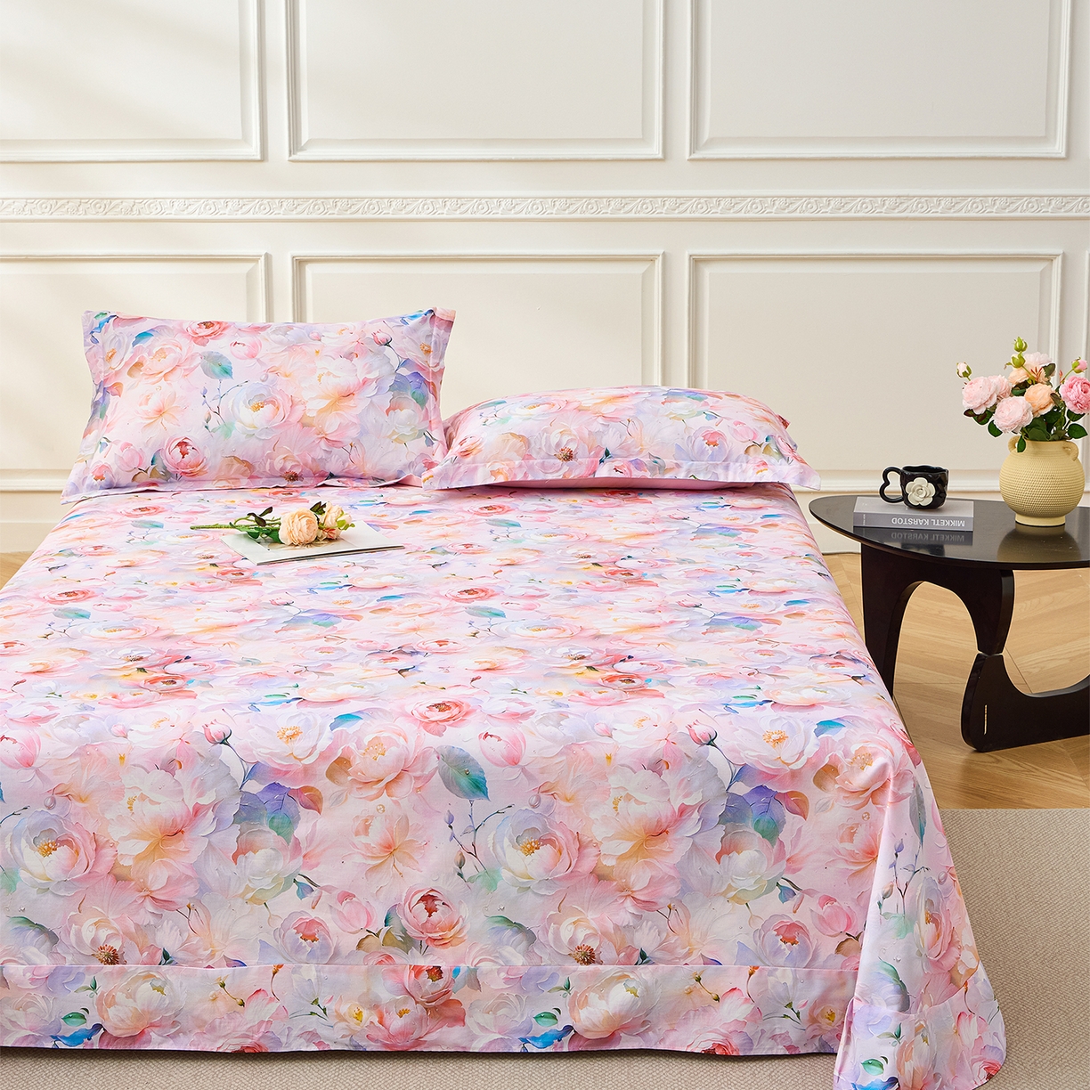 91家纺网 家纺一手货源 找家纺 元元家居（元元被业） 2026新款全棉13372套件及单品【印花款】-单床单 凝珠