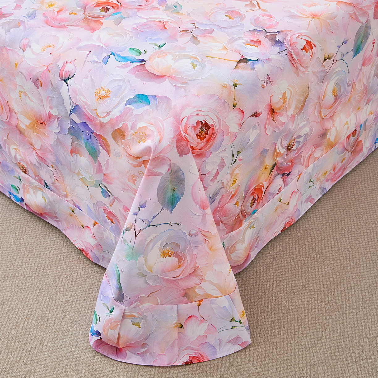 91家纺网 家纺一手货源 找家纺 元元家居（元元被业） 2026新款全棉13372套件及单品【印花款】-单床单 凝珠