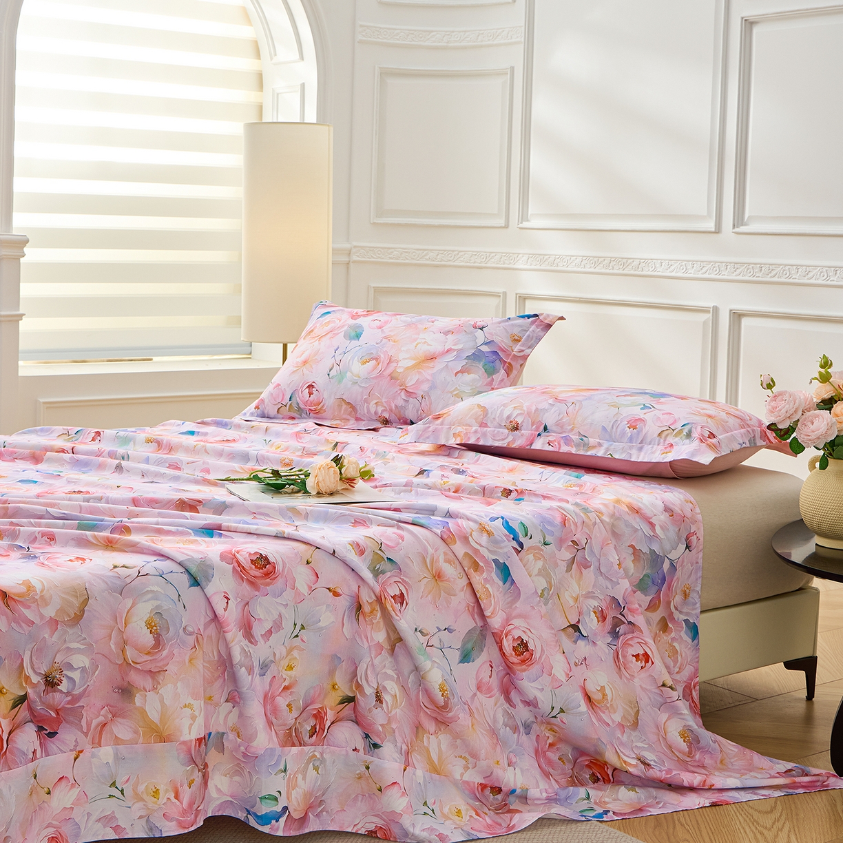 91家纺网 家纺一手货源 找家纺 元元家居（元元被业） 2026新款全棉13372套件及单品【印花款】-单床单 凝珠