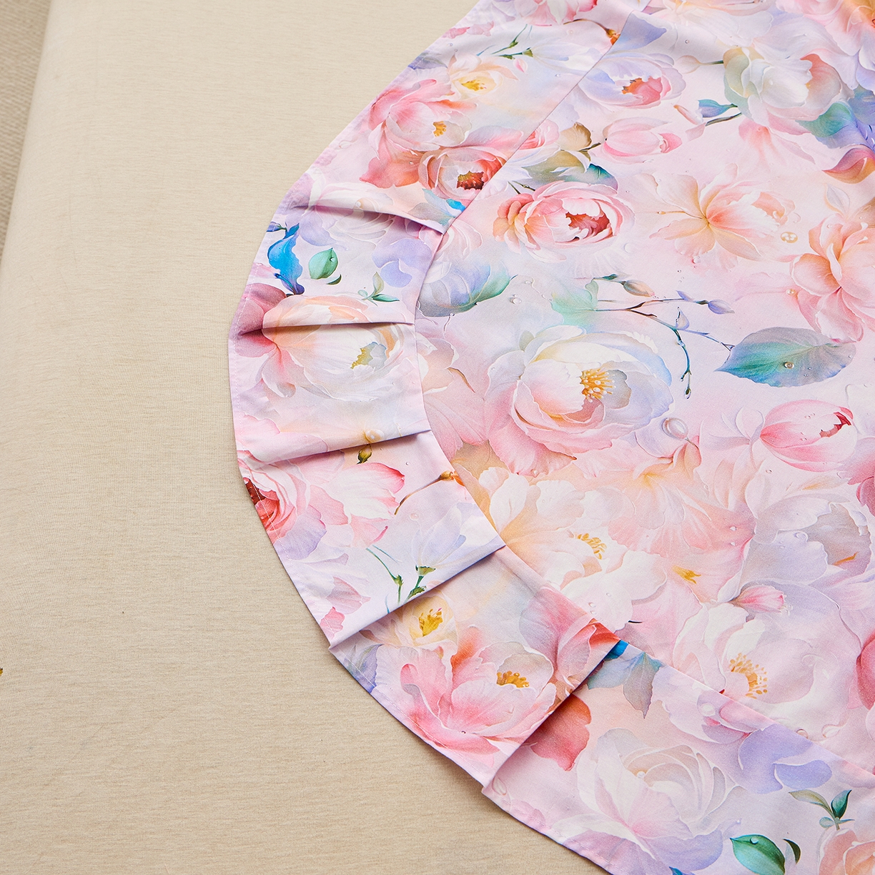 91家纺网 家纺一手货源 找家纺 元元家居（元元被业） 2026新款全棉13372套件及单品【印花款】-单床单 凝珠