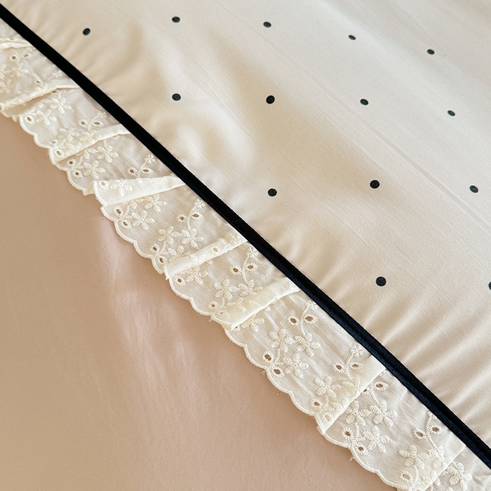 91家纺网 家纺一手货源 找家纺 漫布云家纺 2026新款春夏古法水洗棉床盖款四件套-波点系列 波点-奶咖