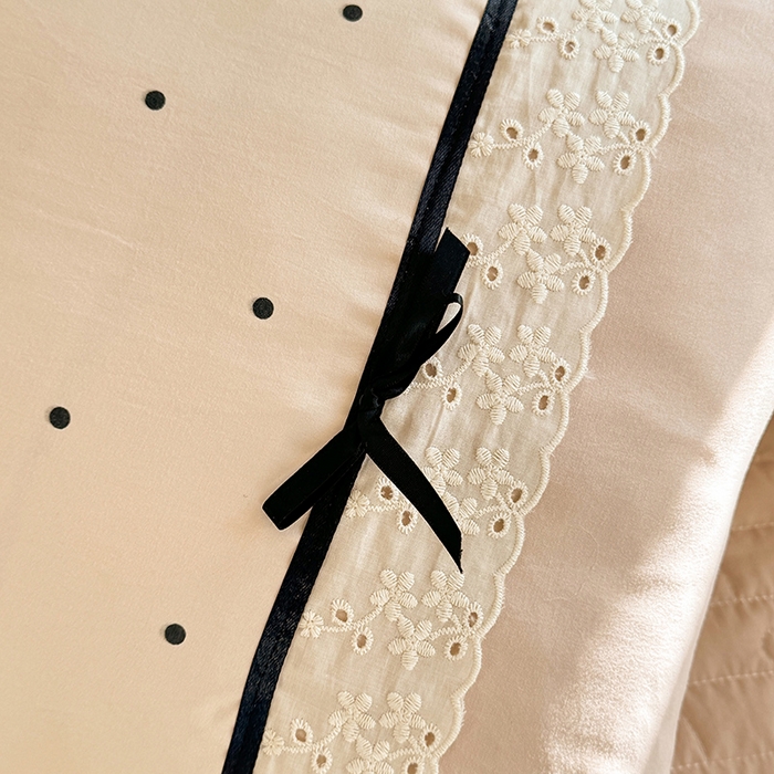 91家纺网 家纺一手货源 找家纺 漫布云家纺 2026新款春夏古法水洗棉床盖款四件套-波点系列 波点-奶咖