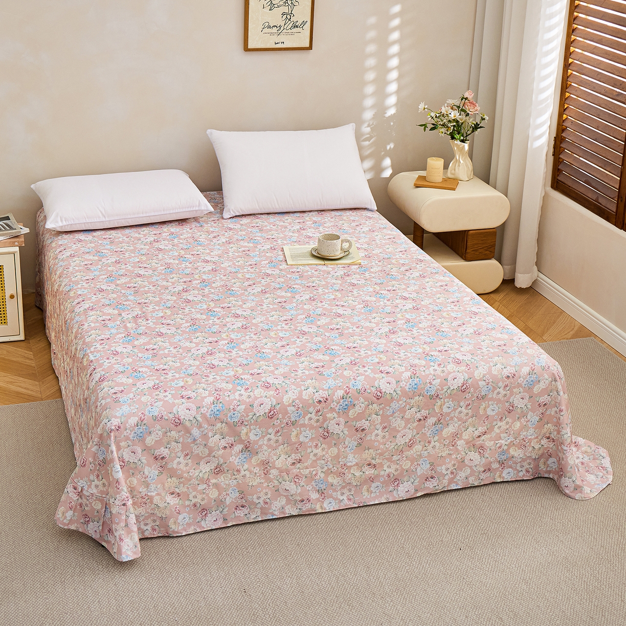 91家纺网 家纺一手货源 找家纺 元元家居（元元被业） 2026新款全棉13372套件及单品【印花款】-单床单 朔奇