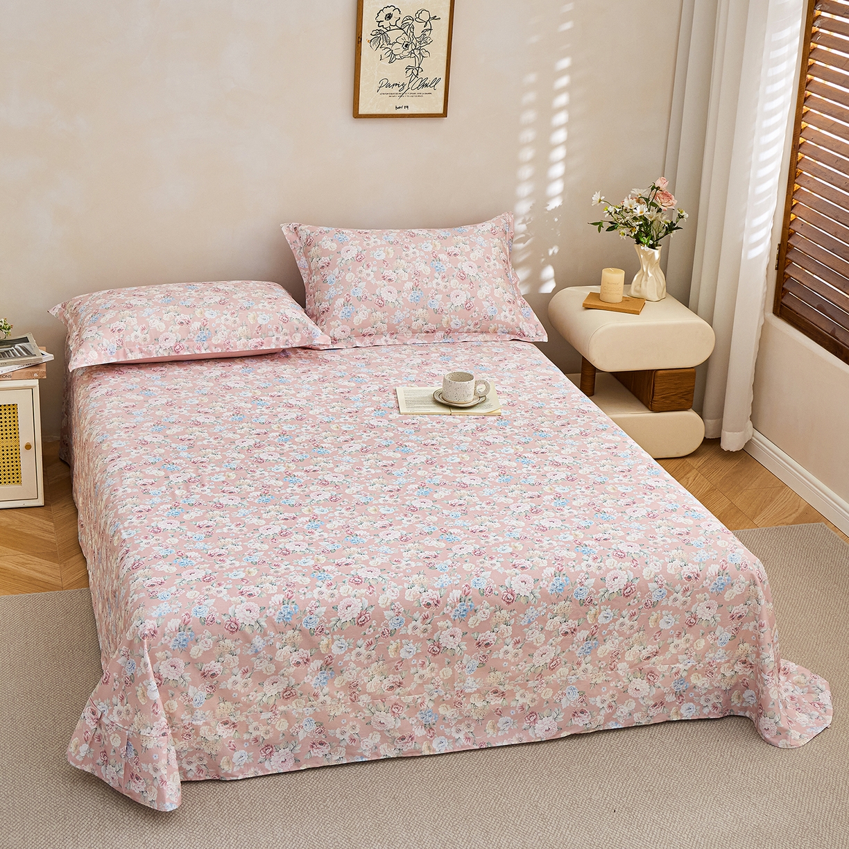 91家纺网 家纺一手货源 找家纺 元元家居（元元被业） 2026新款全棉13372套件及单品【印花款】-单床单 朔奇