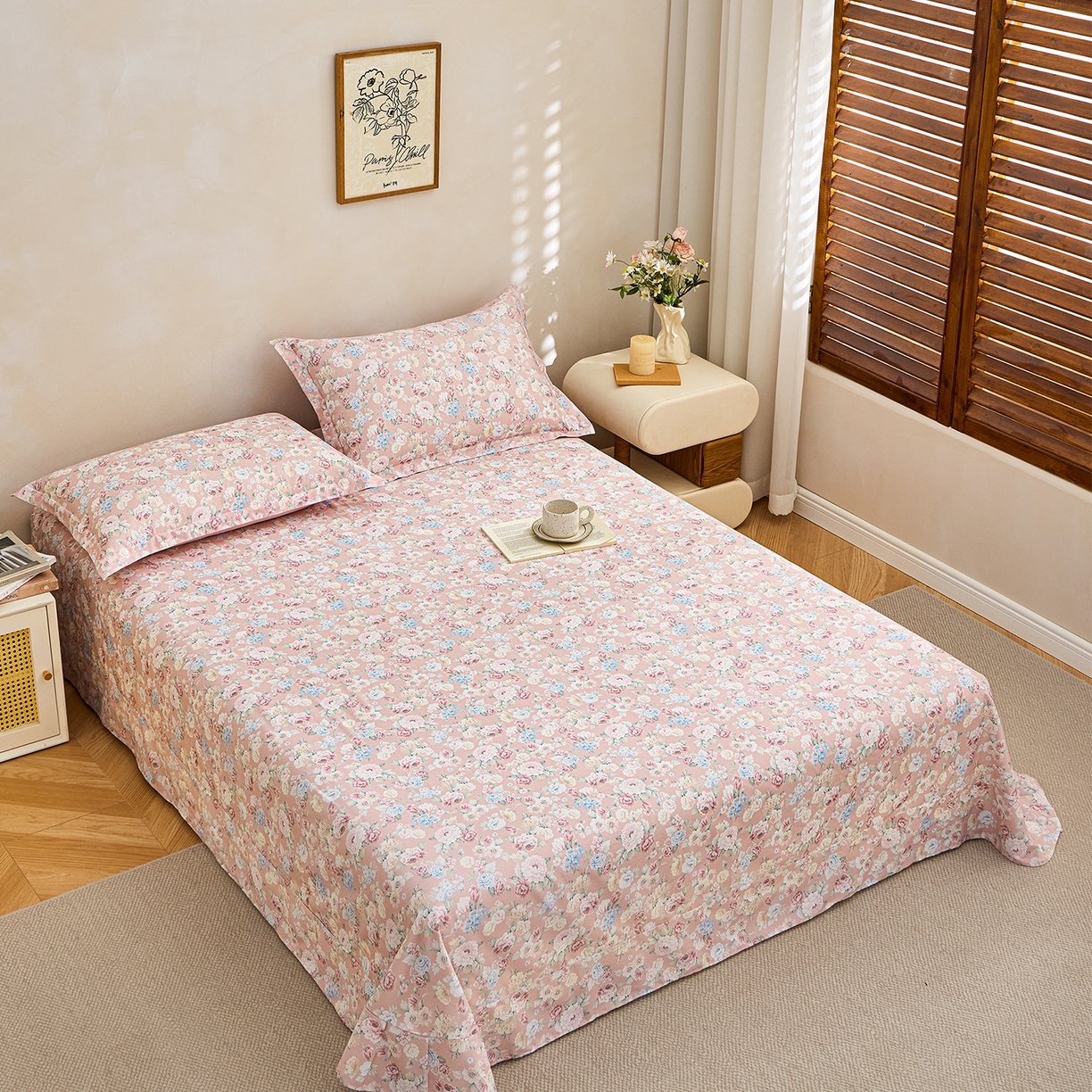 91家纺网 家纺一手货源 找家纺 元元家居（元元被业） 2026新款全棉13372套件及单品【印花款】-单床单 朔奇