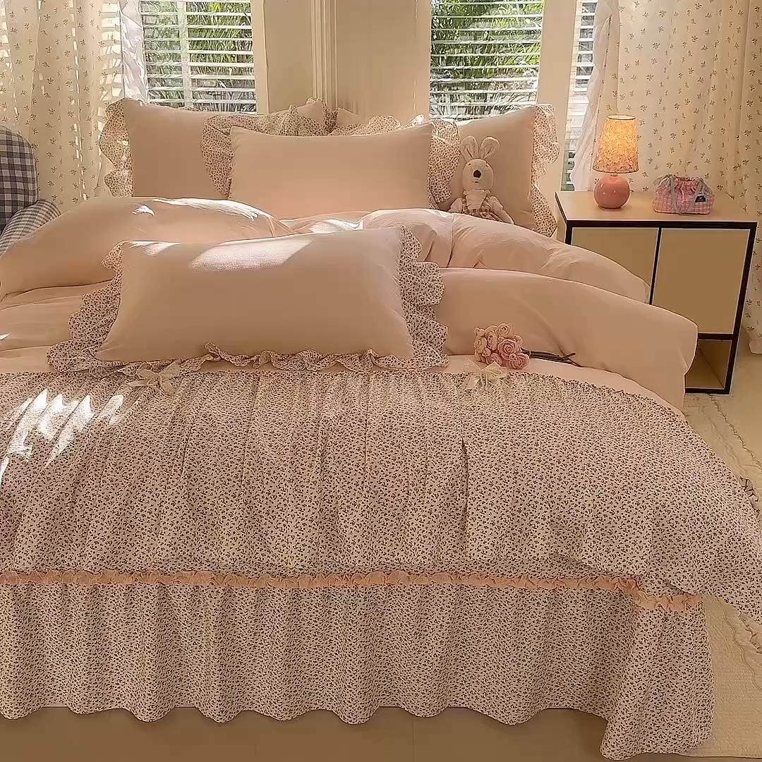 91家纺网 家纺一手货源 找家纺 （总）漫布云家纺 2026新款春夏超柔云朵棉床盖款四件套-艾洛花园系列