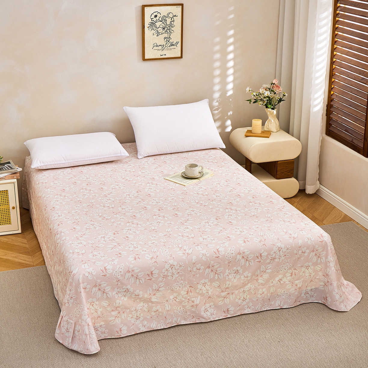 91家纺网 家纺一手货源 找家纺 元元家居（元元被业） 2026新款全棉13372套件及单品【印花款】-单床单 婉约