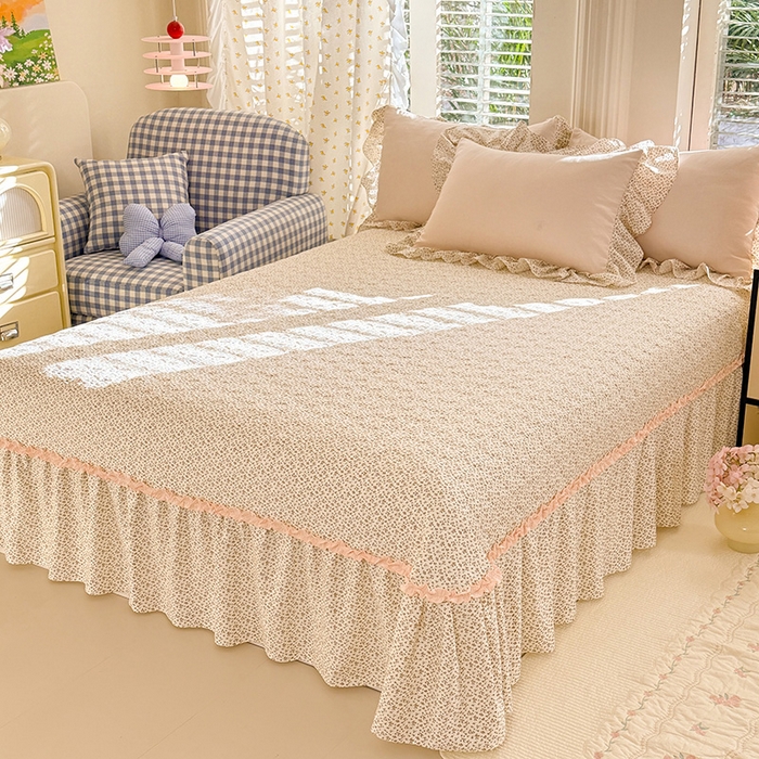 91家纺网 家纺一手货源 找家纺 漫布云家纺 2026新款春夏超柔云朵棉床盖款四件套-艾洛花园系列 艾洛花园-玫瑰金