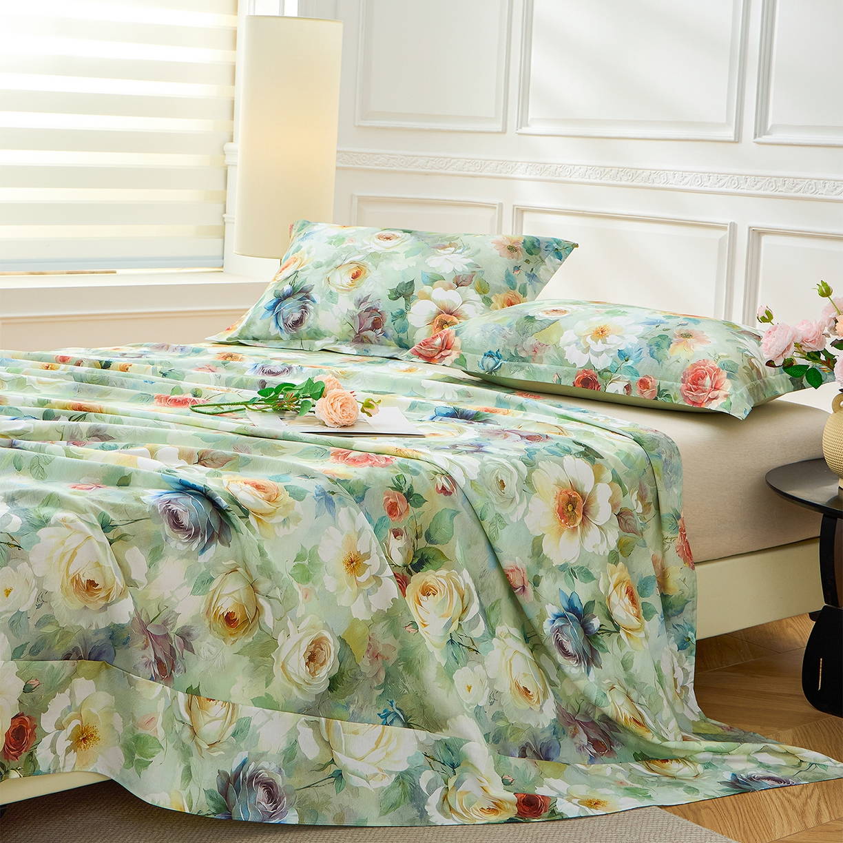 91家纺网 家纺一手货源 找家纺 元元家居（元元被业） 2026新款全棉13372套件及单品【印花款】-单床单 秀丽