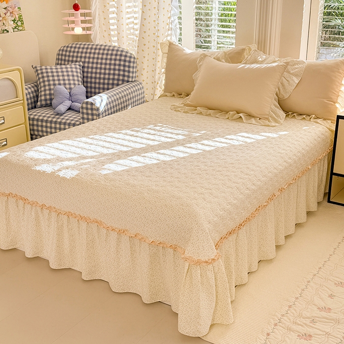 91家纺网 家纺一手货源 找家纺 漫布云家纺 2026新款春夏超柔云朵棉床盖款四件套-艾洛花园系列 艾洛花园-柠檬黄