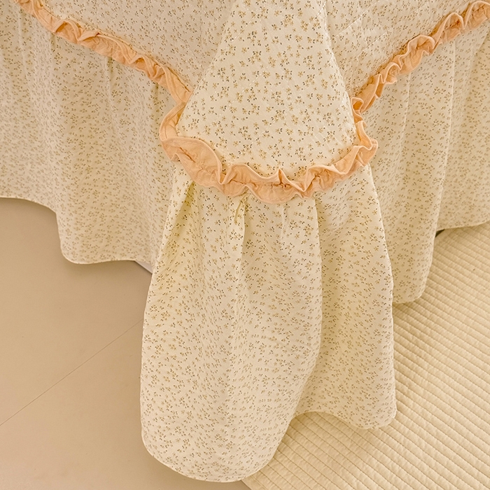 91家纺网 家纺一手货源 找家纺 漫布云家纺 2026新款春夏超柔云朵棉床盖款四件套-艾洛花园系列 艾洛花园-柠檬黄