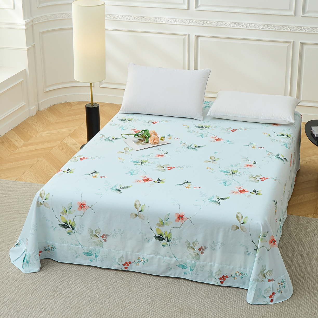 91家纺网 家纺一手货源 找家纺 元元家居（元元被业） 2026新款全棉13372套件及单品【印花款】-单床单 有枝