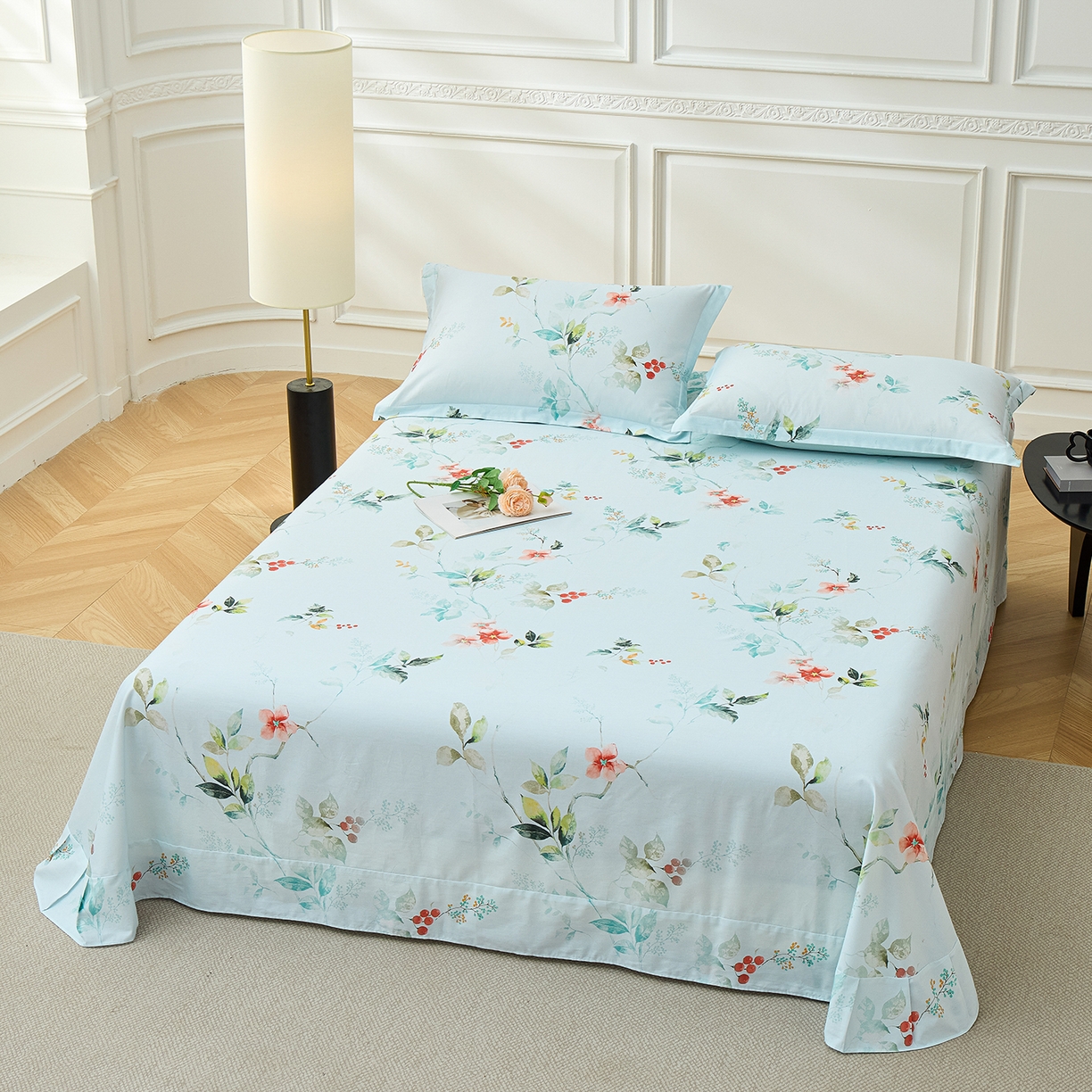 91家纺网 家纺一手货源 找家纺 元元家居（元元被业） 2026新款全棉13372套件及单品【印花款】-单床单 有枝