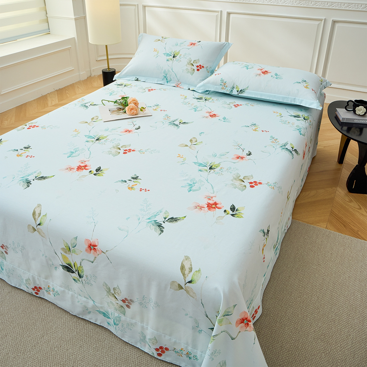 91家纺网 家纺一手货源 找家纺 元元家居（元元被业） 2026新款全棉13372套件及单品【印花款】-单床单 有枝