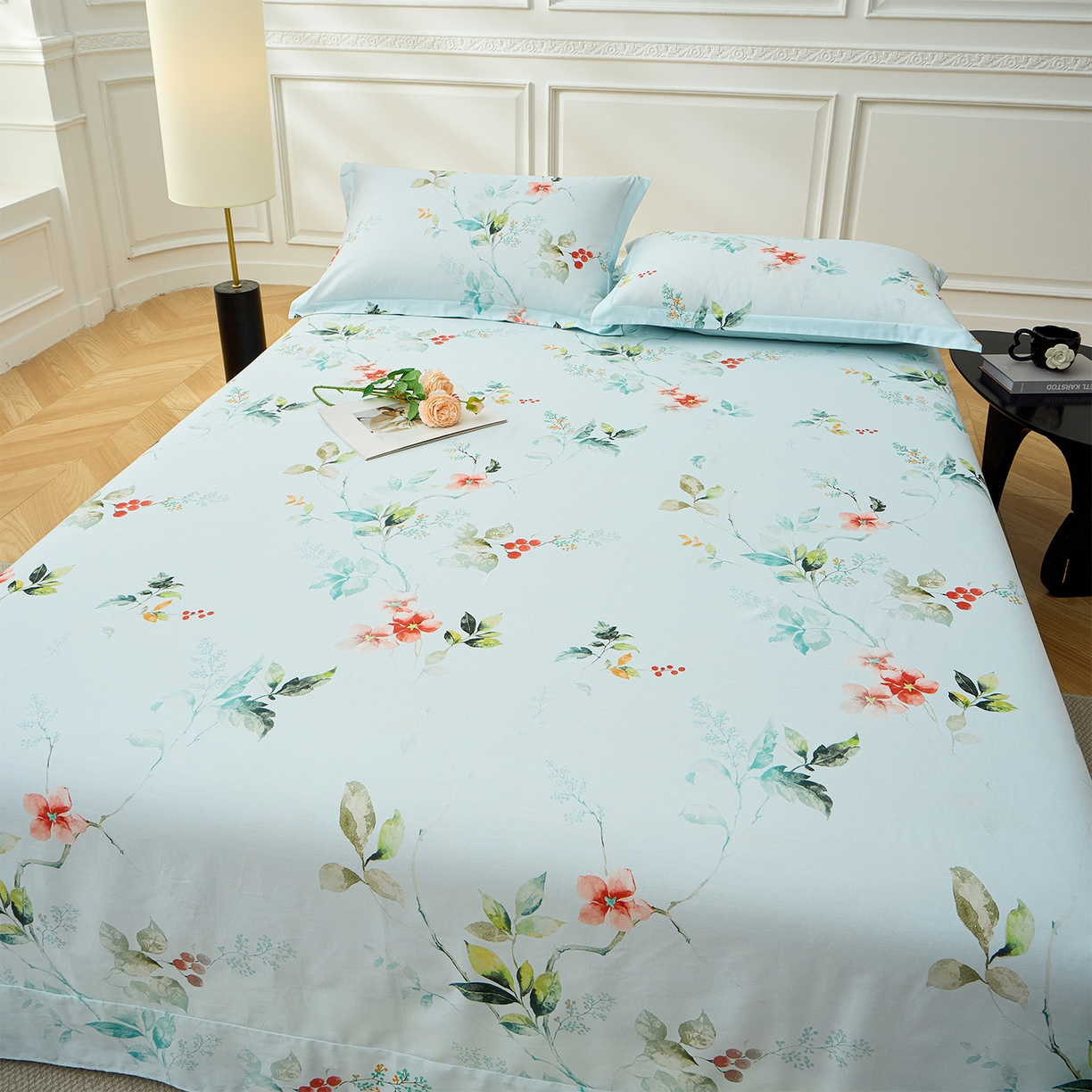 91家纺网 家纺一手货源 找家纺 元元家居（元元被业） 2026新款全棉13372套件及单品【印花款】-单床单 有枝