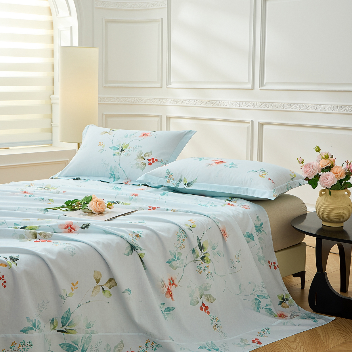 91家纺网 家纺一手货源 找家纺 元元家居（元元被业） 2026新款全棉13372套件及单品【印花款】-单床单 有枝