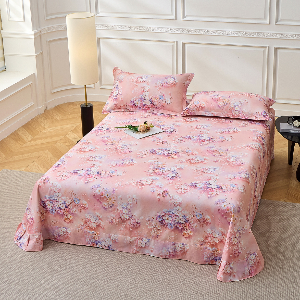 91家纺网 家纺一手货源 找家纺 元元家居（元元被业） 2026新款全棉13372套件及单品【印花款】-单床单 月棠