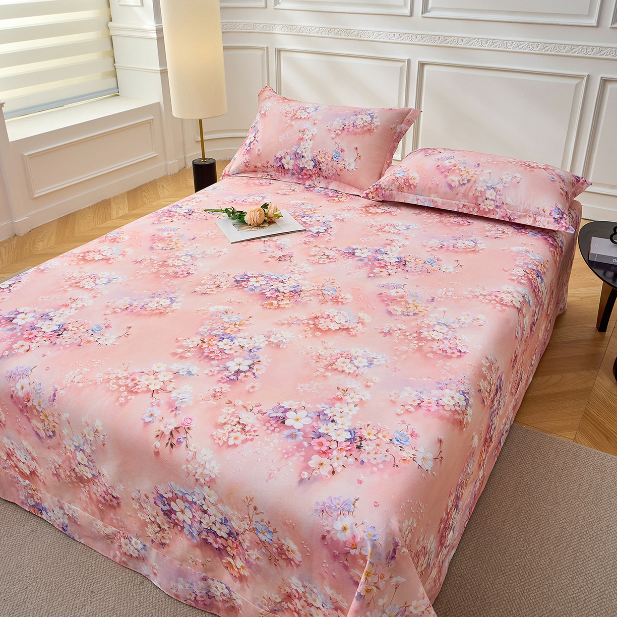 91家纺网 家纺一手货源 找家纺 元元家居（元元被业） 2026新款全棉13372套件及单品【印花款】-单床单 月棠