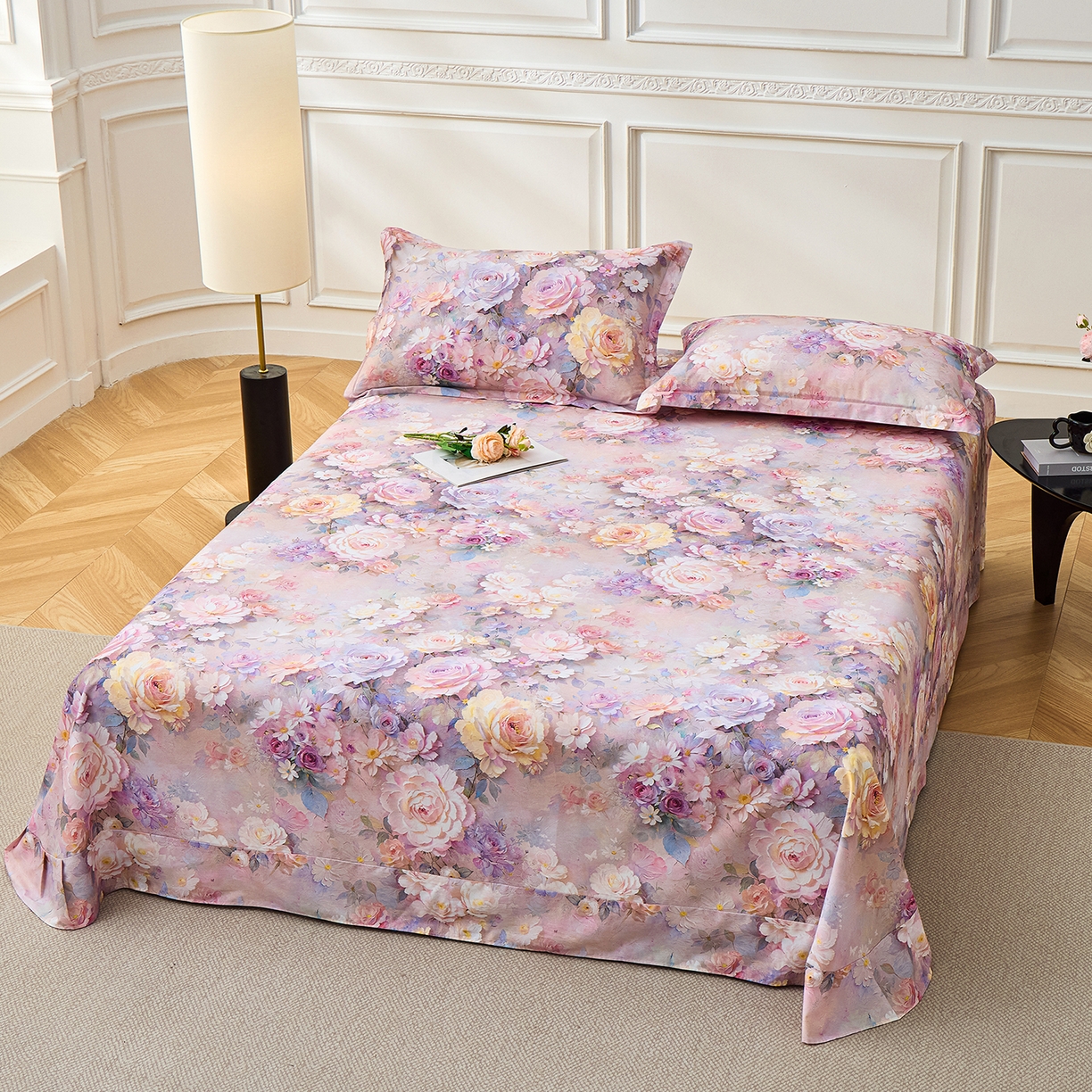 91家纺网 家纺一手货源 找家纺 元元家居（元元被业） 2026新款全棉13372套件及单品【印花款】-单床单 云樾