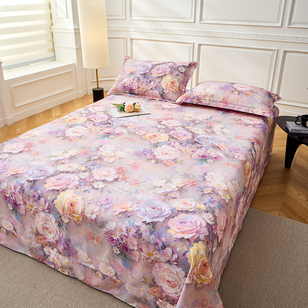 91家纺网 家纺一手货源 找家纺 元元家居（元元被业） 2026新款全棉13372套件及单品【印花款】-单床单 云樾