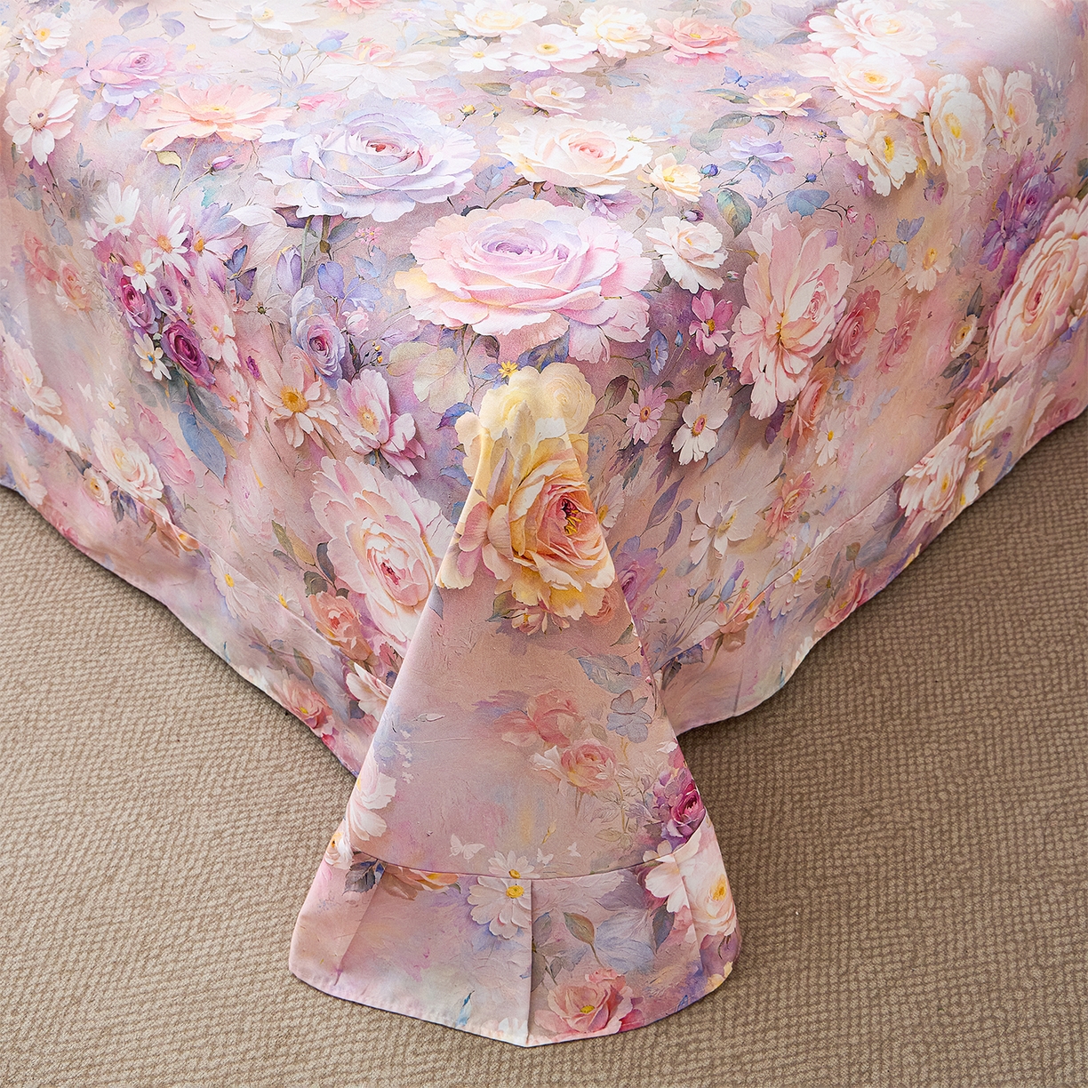 91家纺网 家纺一手货源 找家纺 元元家居（元元被业） 2026新款全棉13372套件及单品【印花款】-单床单 云樾