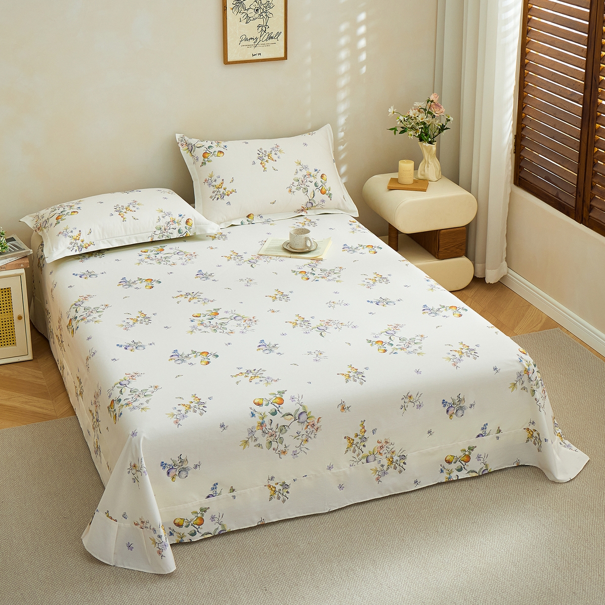 91家纺网 家纺一手货源 找家纺 元元家居（元元被业） 2026新款全棉13372套件及单品【印花款】-单床单 知夏