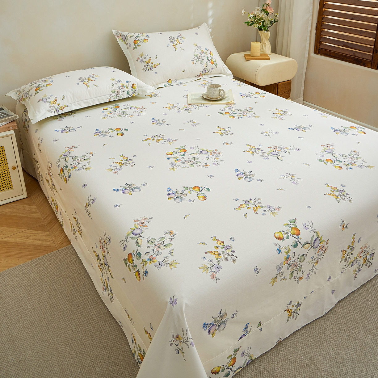 91家纺网 家纺一手货源 找家纺 元元家居（元元被业） 2026新款全棉13372套件及单品【印花款】-单床单 知夏