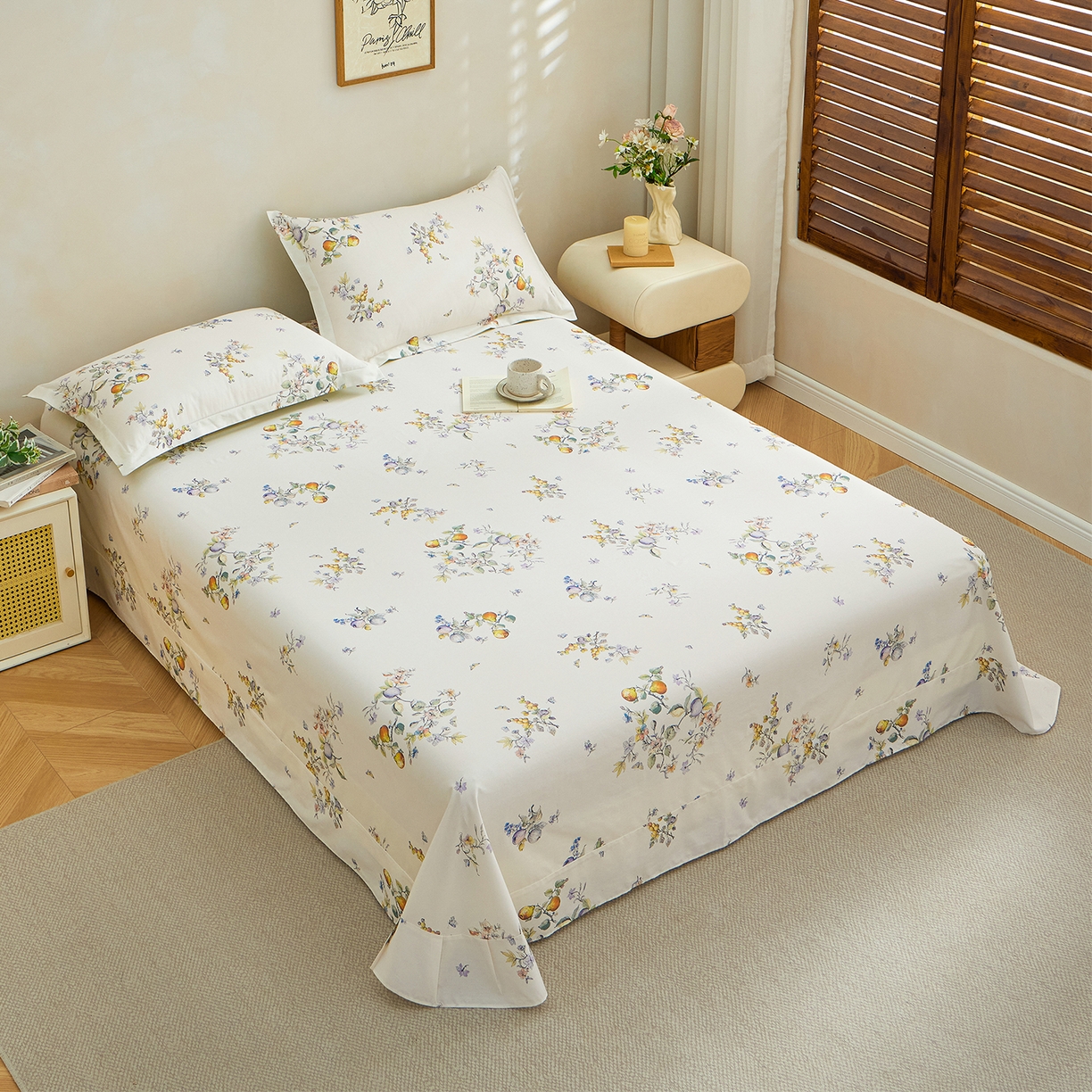 91家纺网 家纺一手货源 找家纺 元元家居（元元被业） 2026新款全棉13372套件及单品【印花款】-单床单 知夏