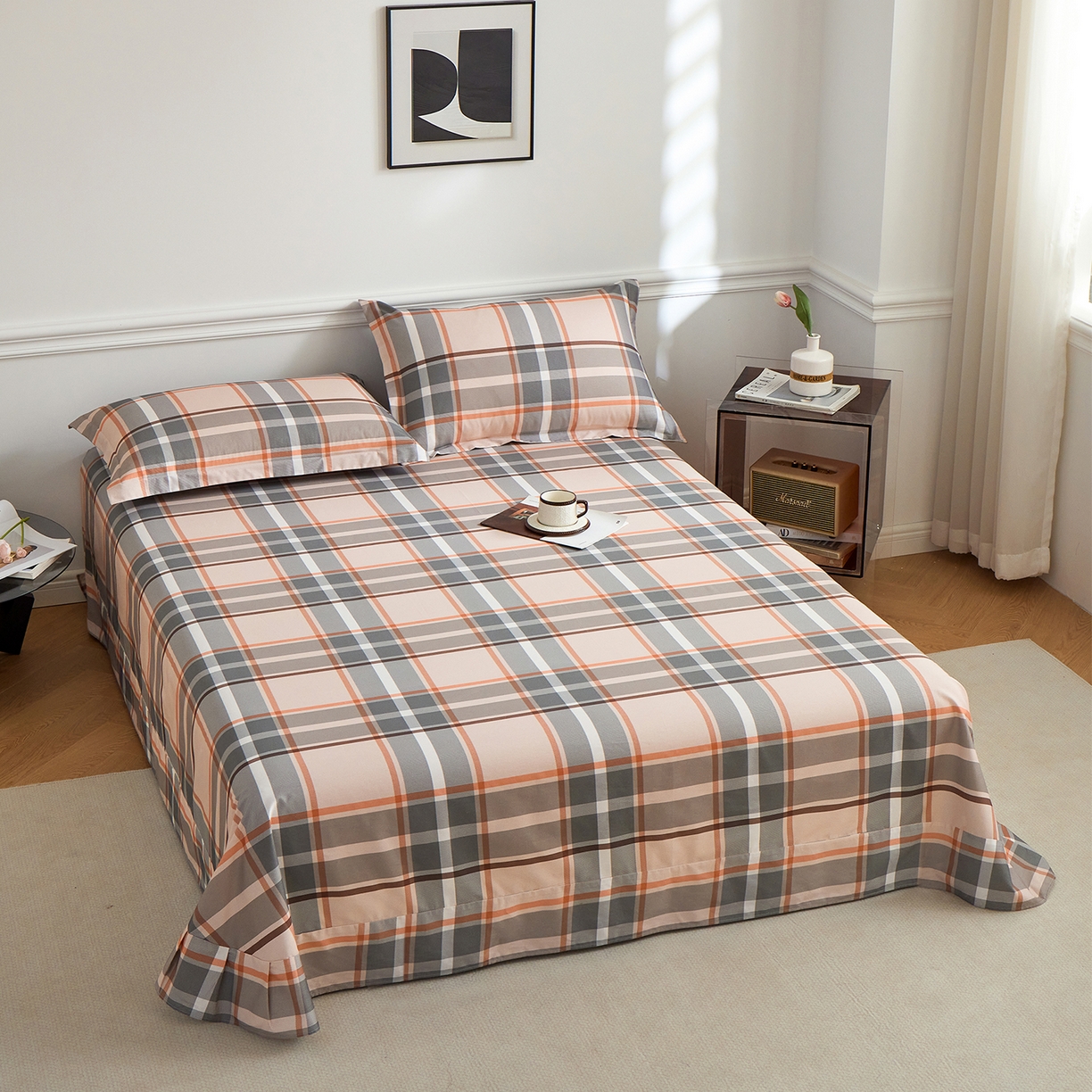 91家纺网 家纺一手货源 找家纺 元元家居（元元被业） 2026新款全棉13372套件及单品【印花款】-单床单 自在