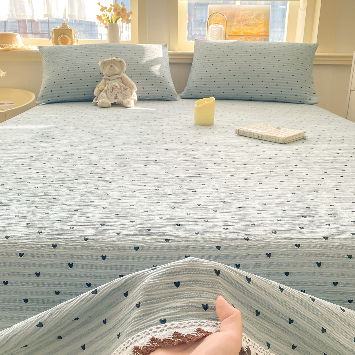 91家纺网 家纺一手货源 找家纺 （总）眠势力 2026新款皱皱三层纱床单三件套云朵学生宿舍床单花边款四季通用