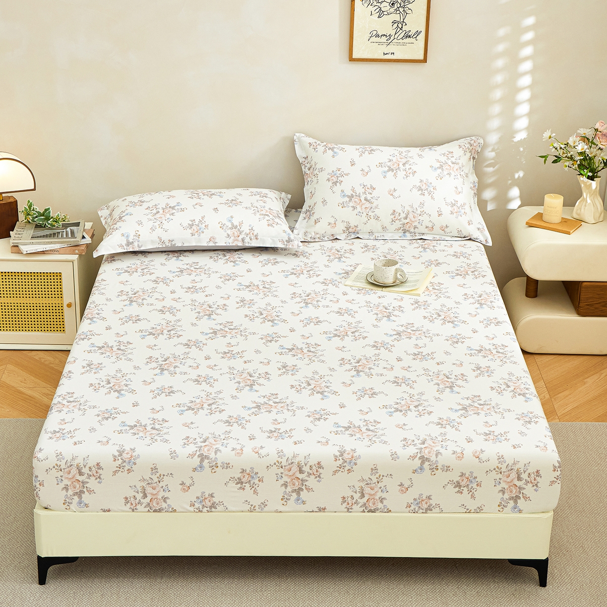 91家纺网 家纺一手货源 找家纺 （总）元元家居（元元被业） 2026新款全棉13372套件及单品【印花款】-单床笠