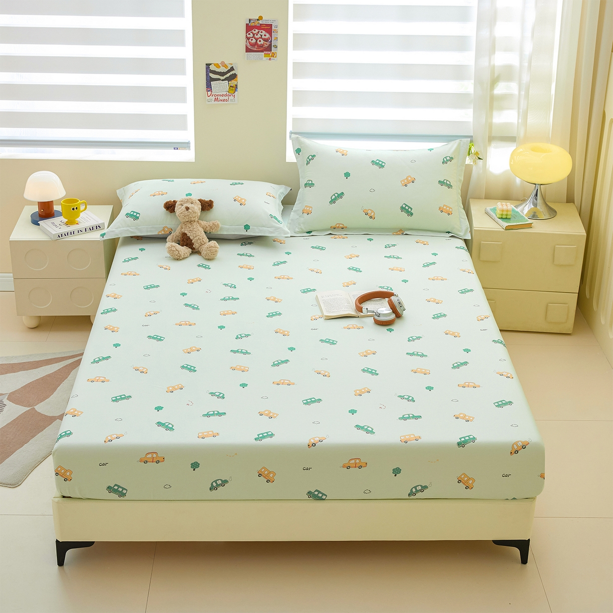 91家纺网 家纺一手货源 找家纺 元元家居（元元被业） 2026新款全棉13372套件及单品【印花款】-单床笠 嘟嘟城