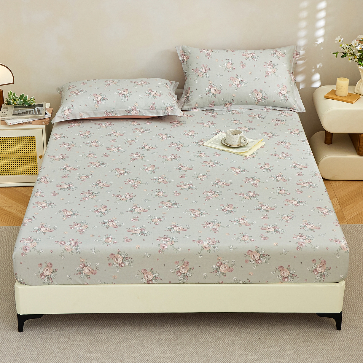 91家纺网 家纺一手货源 找家纺 元元家居（元元被业） 2026新款全棉13372套件及单品【印花款】-单床笠 金溪