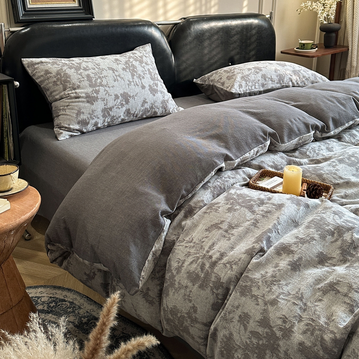 米菲 2026新款全棉色织提花四件套 克洛伊-灰