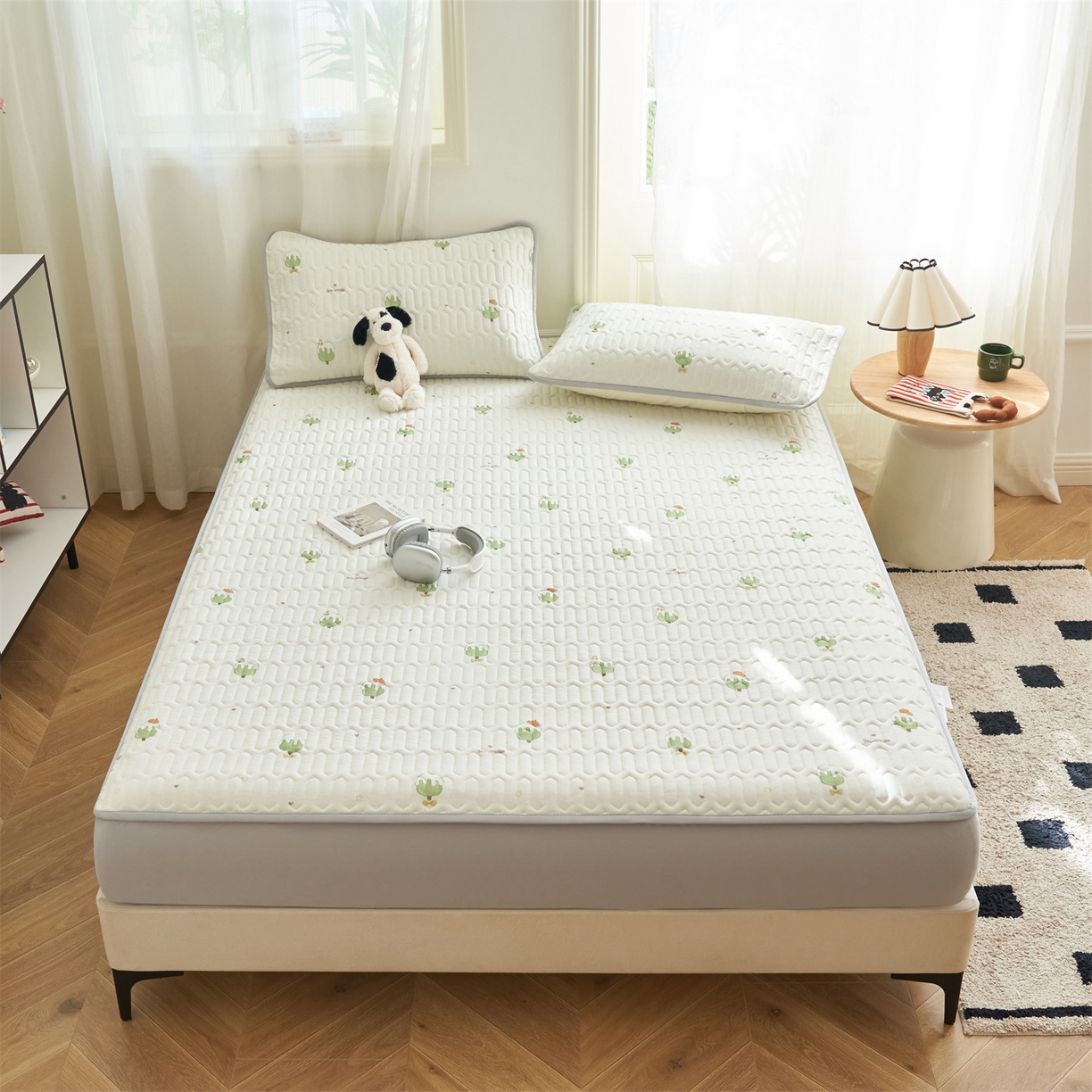 91家纺网 家纺一手货源 找家纺 恒爱家纺 2026新款A类凉感丝夏被床笠系列三件套四件套 冰淇淋