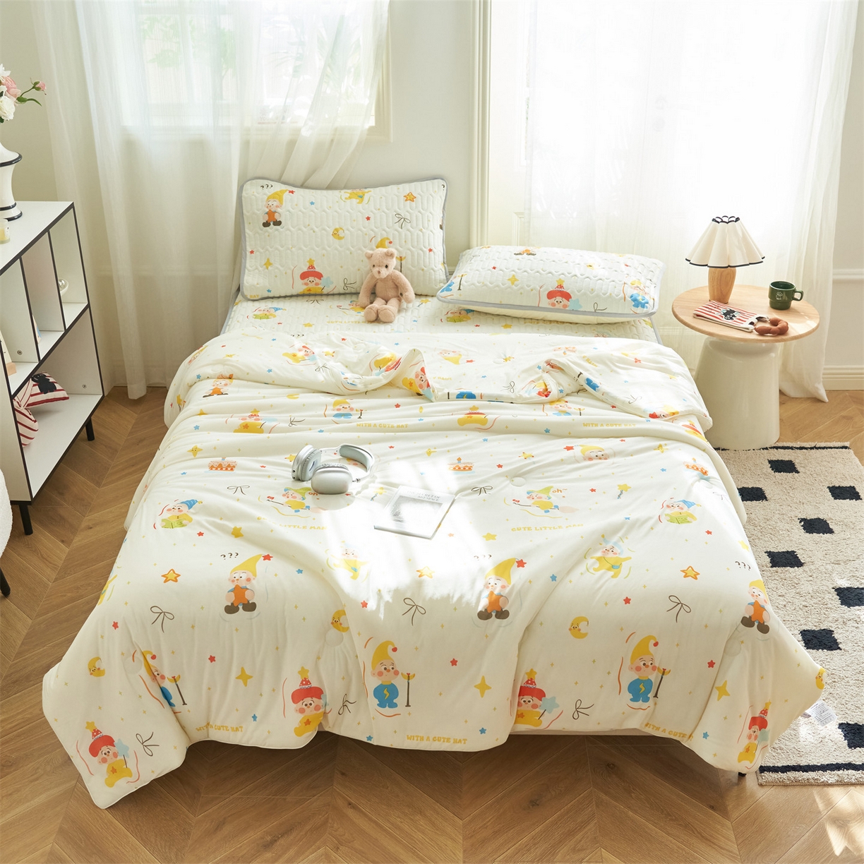 91家纺网 家纺一手货源 找家纺 恒爱家纺 2026新款A类凉感丝夏被床笠系列三件套四件套 波特米