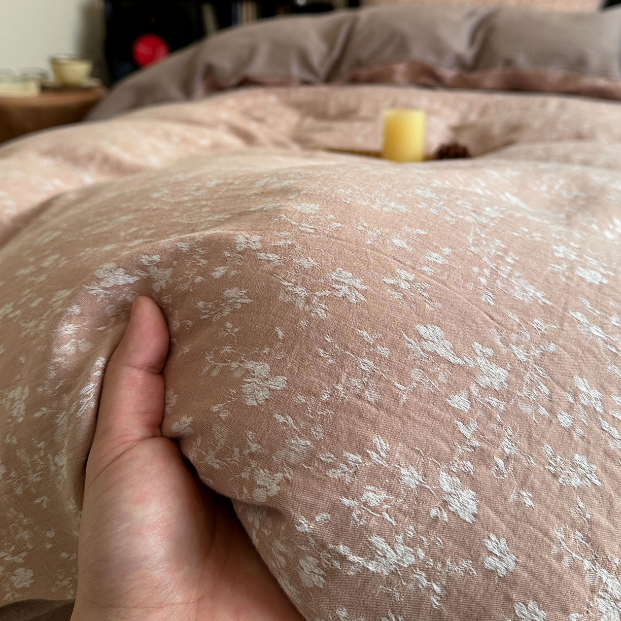 91家纺网 家纺一手货源 找家纺 米菲 2026新款全棉色织提花四件套 蜜语-香橙