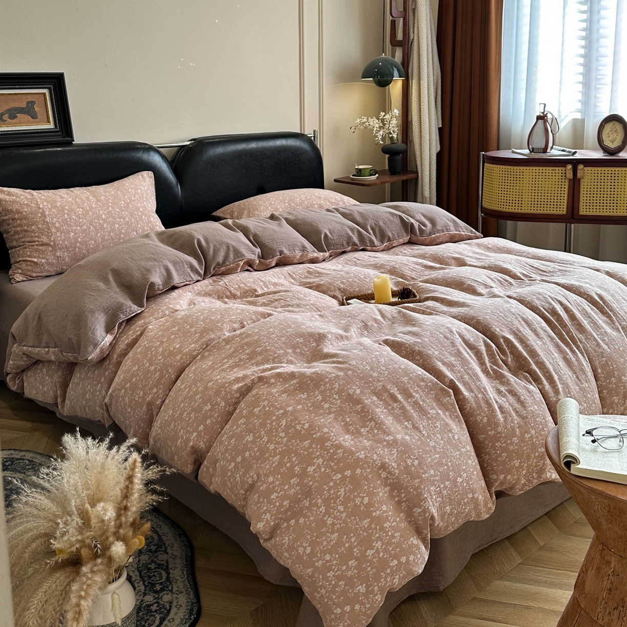 91家纺网 家纺一手货源 找家纺 米菲 2026新款全棉色织提花四件套 蜜语-香橙