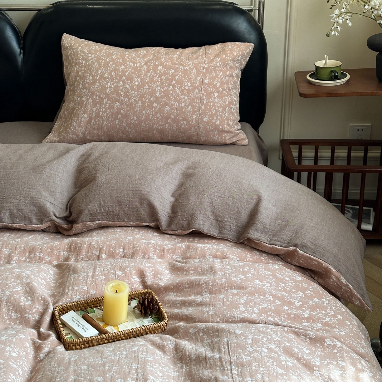 91家纺网 家纺一手货源 找家纺 米菲 2026新款全棉色织提花四件套 蜜语-香橙