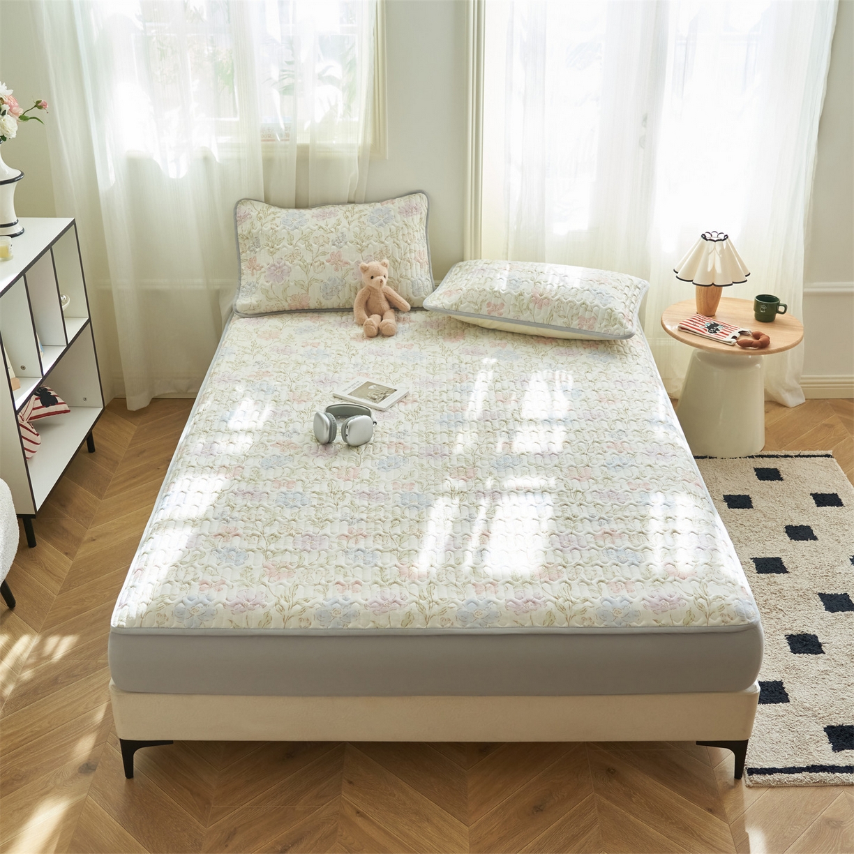 91家纺网 家纺一手货源 找家纺 恒爱家纺 2026新款A类凉感丝夏被床笠系列三件套四件套 花西子