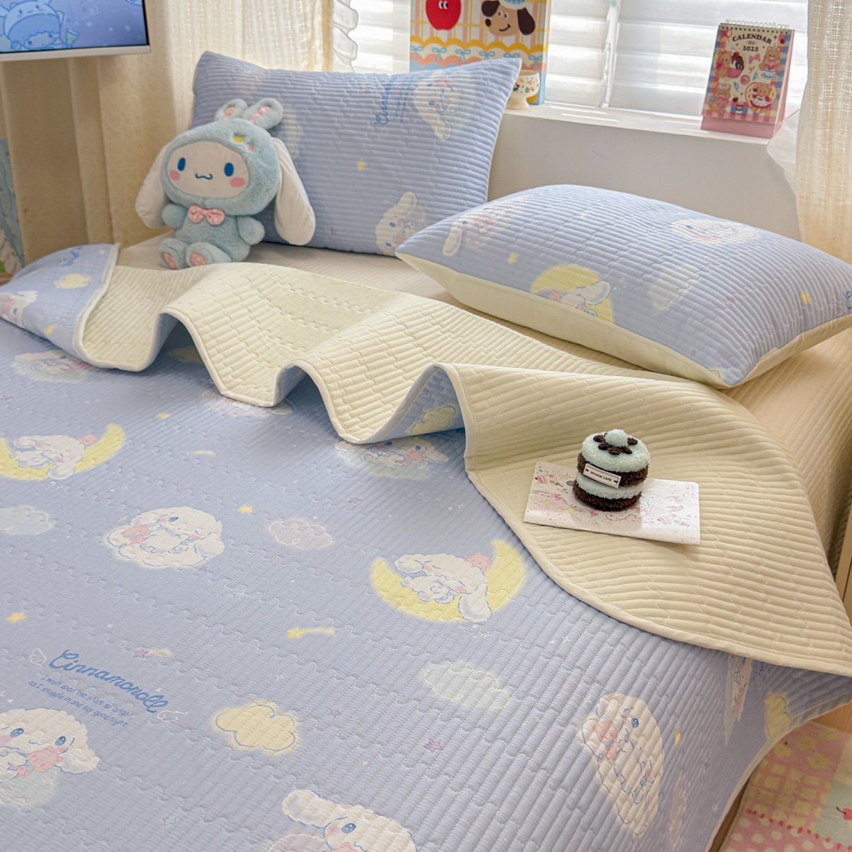 91家纺网 家纺一手货源 找家纺 妮可 2026新款Sanrio三丽鸥正版授权A类全棉夹棉多功能床垫-床盖 云朵玉桂狗