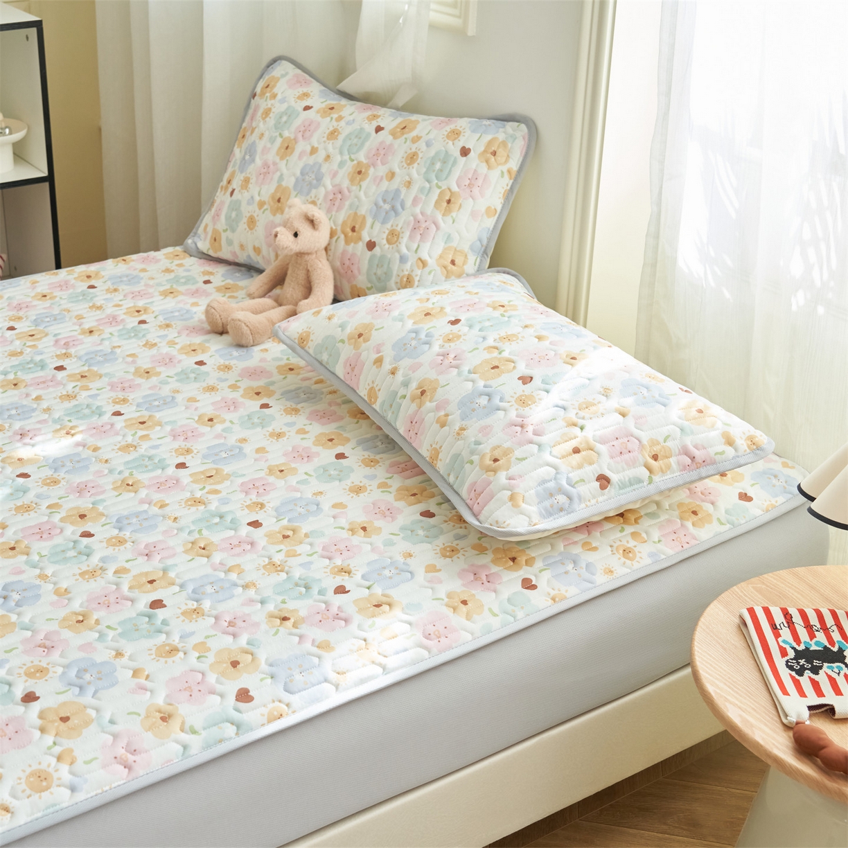 91家纺网 家纺一手货源 找家纺 恒爱家纺 2026新款A类凉感丝夏被床笠系列三件套四件套 花之语