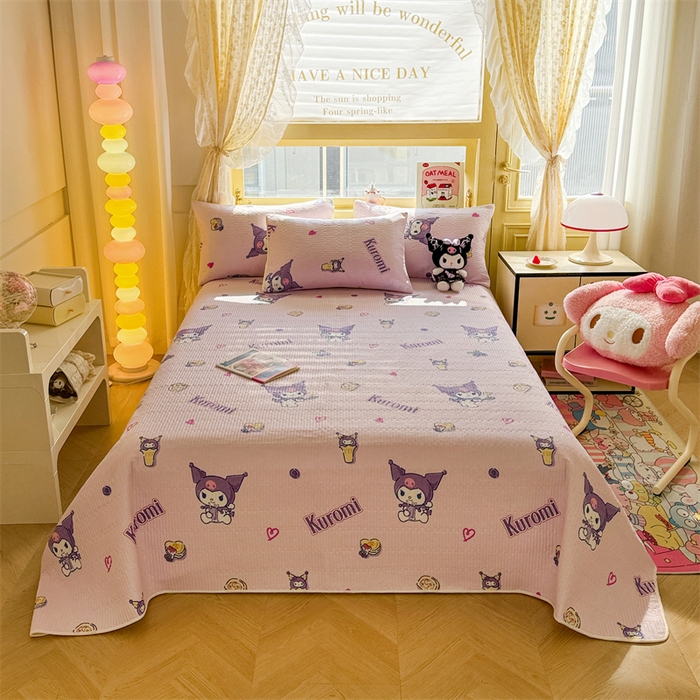 91家纺网 家纺一手货源 找家纺 妮可 2026新款Sanrio三丽鸥正版授权A类全棉夹棉多功能床垫-床盖 甜心库洛米