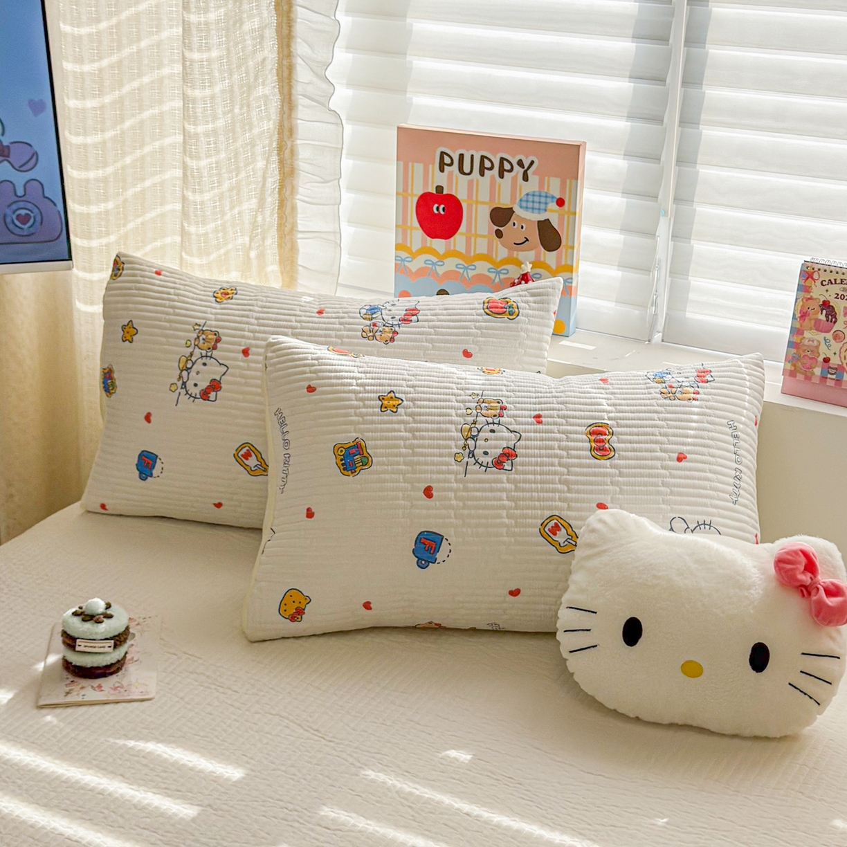 91家纺网 家纺一手货源 找家纺 妮可 2026新款Sanrio三丽鸥正版授权A类全棉夹棉多功能床垫-床盖 苹果KT