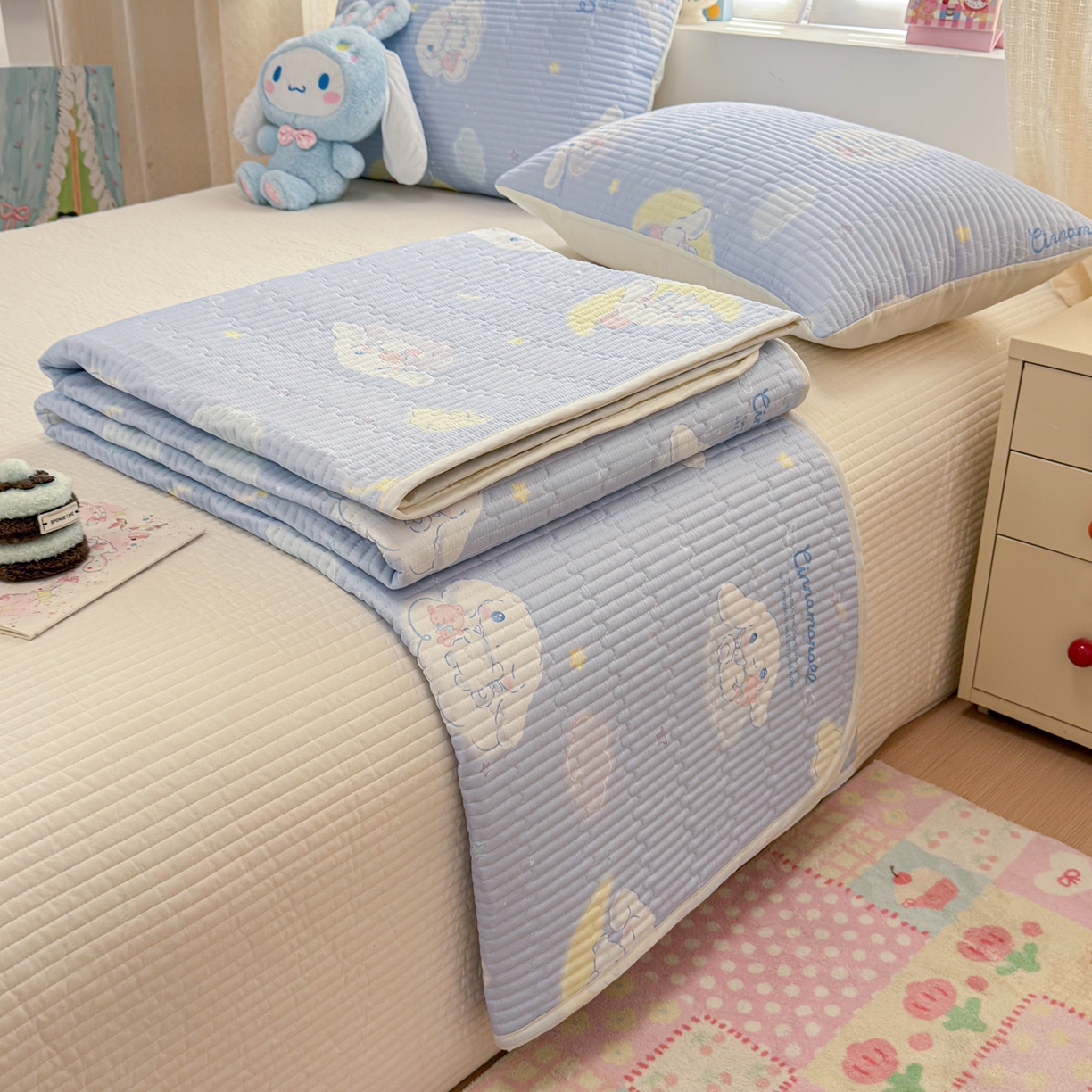 妮可 2026新款Sanrio三丽鸥正版授权A类全棉夹棉多功能床垫-床盖 云朵玉桂狗