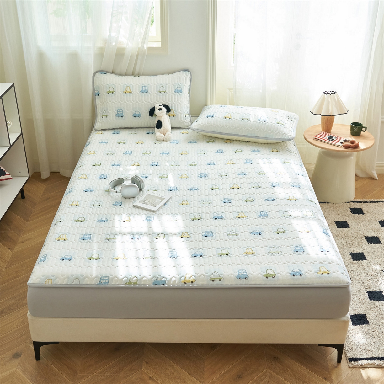 91家纺网 家纺一手货源 找家纺 恒爱家纺 2026新款A类凉感丝夏被床笠系列三件套四件套 汽车世界