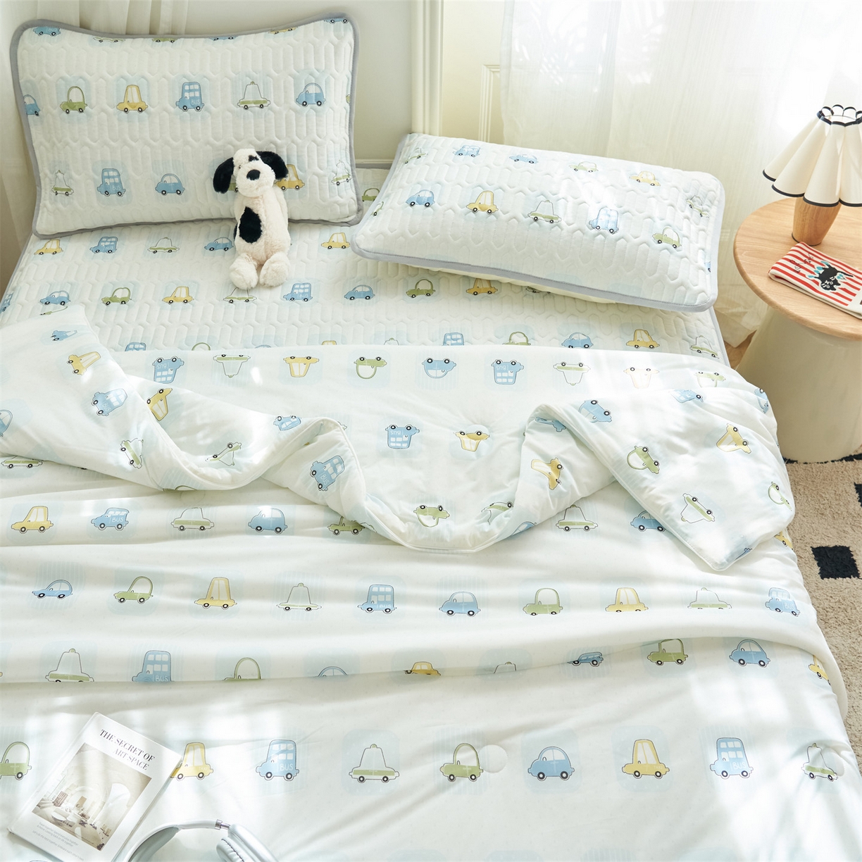 91家纺网 家纺一手货源 找家纺 恒爱家纺 2026新款A类凉感丝夏被床笠系列三件套四件套 汽车世界